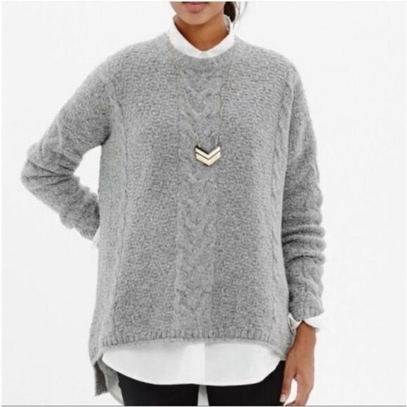 ✨Madewell Navy Easy Cable Knit Merino Wool Sz XS Sweater✨ - Picture 2 of 11